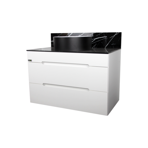 Gabinete Banheiro Jazz Tampo Vidro Branco 80cm C/ Cuba Mazzu