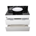 Gabinete Banheiro Jazz Tampo Vidro Branco 80cm C/ Cuba Mazzu