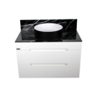 Gabinete Banheiro Jazz Tampo Vidro Branco 80cm C/ Cuba Mazzu