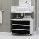 Gabinete Banheiro Joia 60cm Com 3 Gavetas E Rodinha -