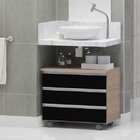 Gabinete Banheiro Joia 60cm Com 3 Gavetas E Rodinha -