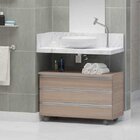 Gabinete Banheiro Joia 80cm Com 3 Gavetas E Rodinha -