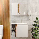 Gabinete Banheiro Lotus Com 2 Portas Espelheira E Cuba