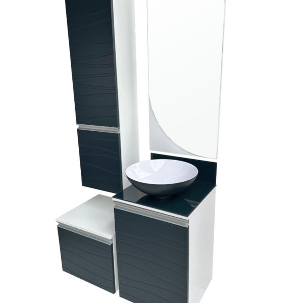 Gabinete Banheiro Marsala 90cm Completo Petroleo Mazzu