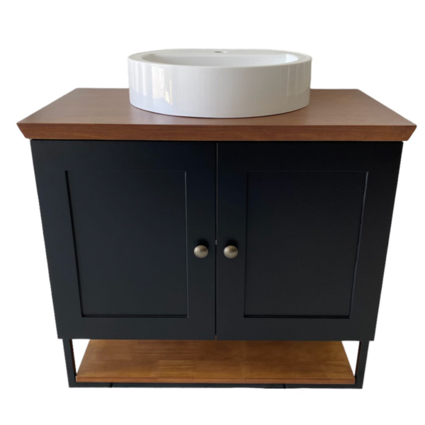 Gabinete Banheiro Nordic Preto 80cm Parte Baixo Com Cuba