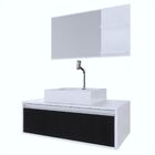 Gabinete Banheiro Real 80 Fresno Negro C/cuba + Kit Acessórios