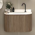 Gabinete Banheiro Ripado Mdf Com Curvo Cuba Ardósia Espelho J