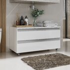 Gabinete Banheiro Rodinhas Joia 80cm 02 Gavetas Branco Inteiro