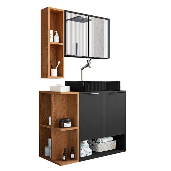 Gabinete Banheiro Star Cuba Dalla Preta Tor Dl08 E Valv Abs