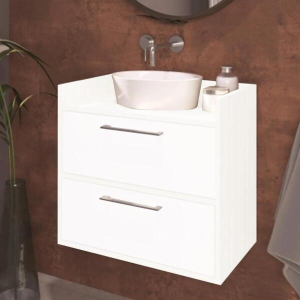 Gabinete Banheiro Suspenso 2 Potas Em Mdf Branco [f031]