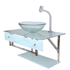 Gabinete Banheiro Vidro 70cm Com Cuba Branco