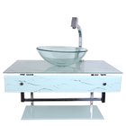 Gabinete Banheiro Vidro 70cm Com Cuba Branco