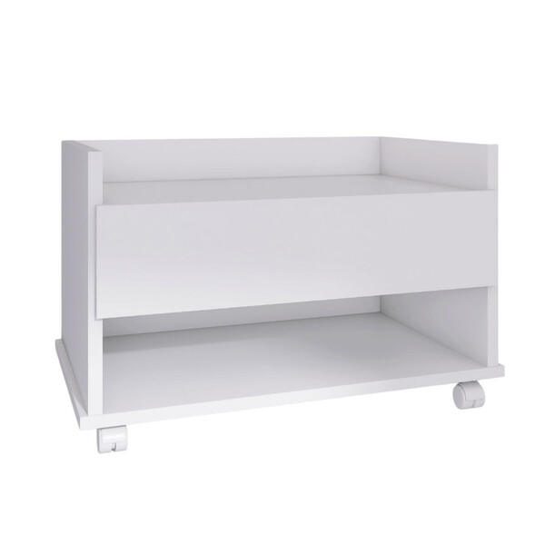 Gabinete Branco Armário Multiuso 60cm 1 Gaveta Com Rodízio