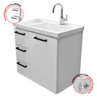 Gabinete Branco Para Banheiro 3 Gavetas 62x54cm Ameixa Com Cu