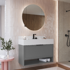 Gabinete com Cuba 100x56x45cm Branco e Cinza Aurora Agardi