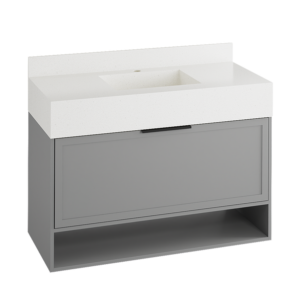 Gabinete com Cuba 100x56x45cm Branco e Cinza Aurora Agardi