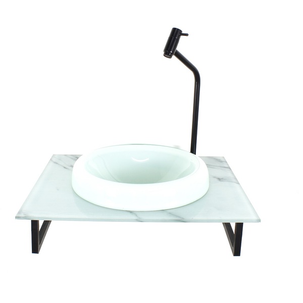 Gabinete Com Cuba De Vidro Chapeu 10mm Branca Com Tampo 50cm