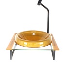 Gabinete Com Cuba De Vidro Chapeu 10mm Com Tampo 40cm Dourado