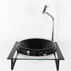 Gabinete Com Cuba De Vidro Chapeu 10mm Com Tampo 40cm Preto