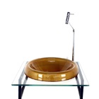 Gabinete Com Cuba De Vidro Chapeu 10mm Dourado Real Com Tampo