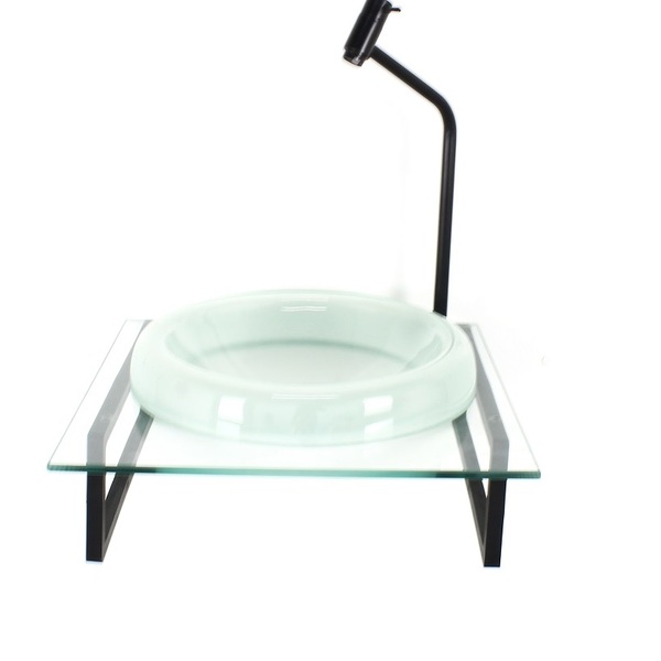 Gabinete Com Cuba De Vidro Chapeu 10mm Jateada Com Tampo 40cm