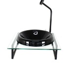 Gabinete Com Cuba De Vidro Chapeu 10mm Preta Com Tampo 40cm I