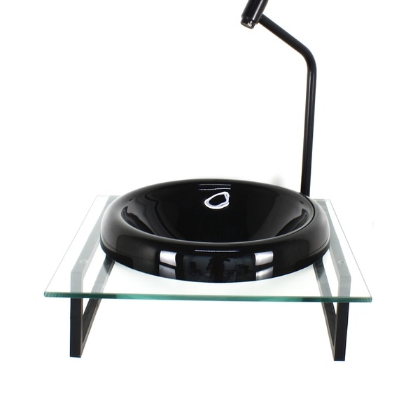 Gabinete Com Cuba De Vidro Chapeu 10mm Preta Com Tampo 40cm I