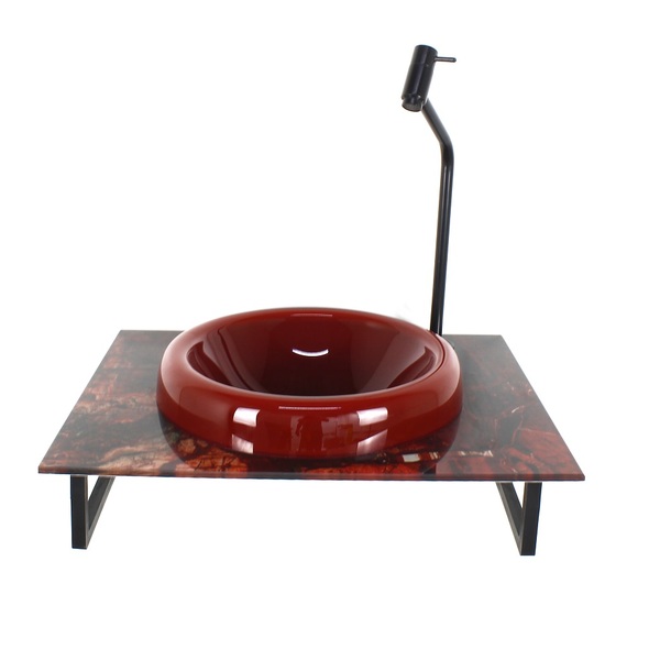 Gabinete Com Cuba De Vidro Chapeu 10mm Vermelho Cereja Com Ta