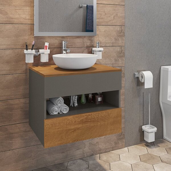 Gabinete Com Cuba E 1 Gaveta Bali Móveis Bechara Titanium/nat