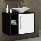 Gabinete com Cuba e Armário Ciney Preto Branco