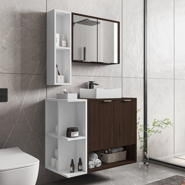 Gabinete Com Cuba E Espelheira Ibiza Móveis Bechara Nogal/bra