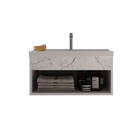 Gabinete Com Cuba Para Banheiro 100% Mdf Marmorizado Branco L