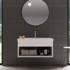 Gabinete Com Cuba Para Banheiro 100% Mdf Marmorizado Branco L