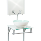 Gabinete Com Cuba Para Banheiro De Vidro 40cm + Torneira Link