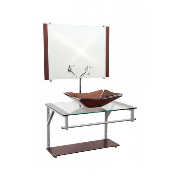Gabinete Com Cuba Para Banheiro De Vidro 60cm - Paris Marrom