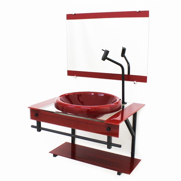 Gabinete Com Cuba Para Banheiro De Vidro Apx 60cm Com Cuba Ch