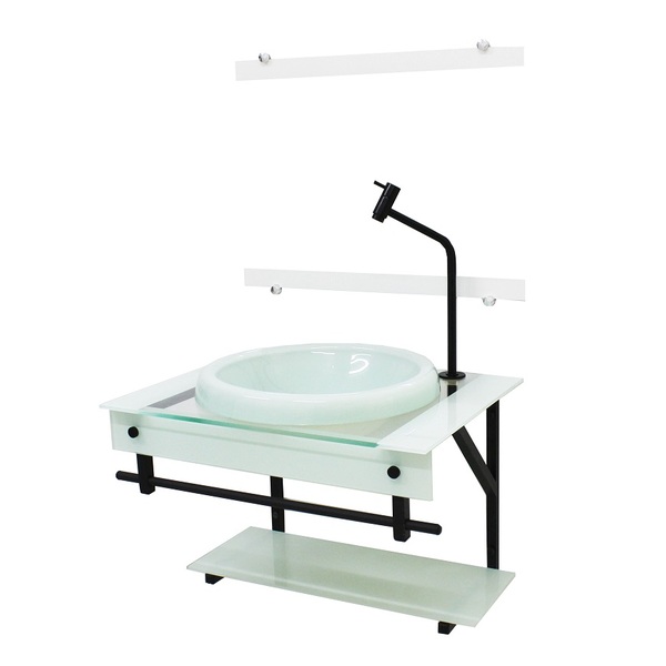 Gabinete Com Cuba Para Banheiro De Vidro Apx 60cm Com Cuba Ch