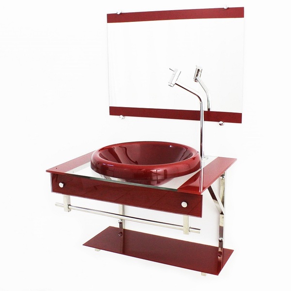 Gabinete Com Cuba Para Banheiro De Vidro Iqx 60cm Inox Com Cu