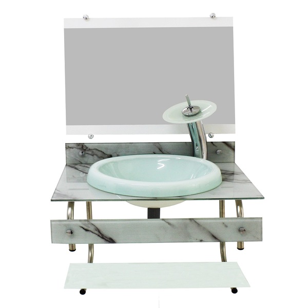 Gabinete Com Cuba Para Banheiro De Vidro Itxx 60cm Inox - Már