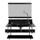 Gabinete Com Cuba Para Banheiro De Vidro Itxx 60cm Inox Mármo