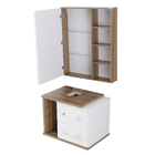 Gabinete com Espelheira Lótus 60 46x60x42cm Branco e Nogal Fabribam