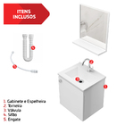 Gabinete Com Espelho Branco Cacau 43x40cm Cuba E Kit Hidráuli