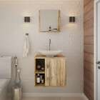 Gabinete Com Kit Cuba  E Espelheira Soft 500 Iii Carvalho