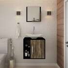 Gabinete Com Kit Cuba  E Espelheira Soft 500 Iii Preto E Carv