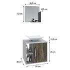 Gabinete Com Kit Cuba E Espelheira Soft 500 Branco E Carvalho