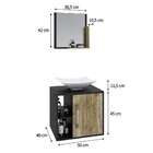 Gabinete Com Kit Cuba E Espelheira Soft 500 Preto E Carvalho