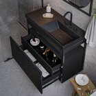 Gabinete Com Lavatório 80cm X 60cm De 2 Gavetas Flow Preto