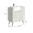 Gabinete Com Pés Para Banheiro, Cuba E Espelheira Com Led 80c