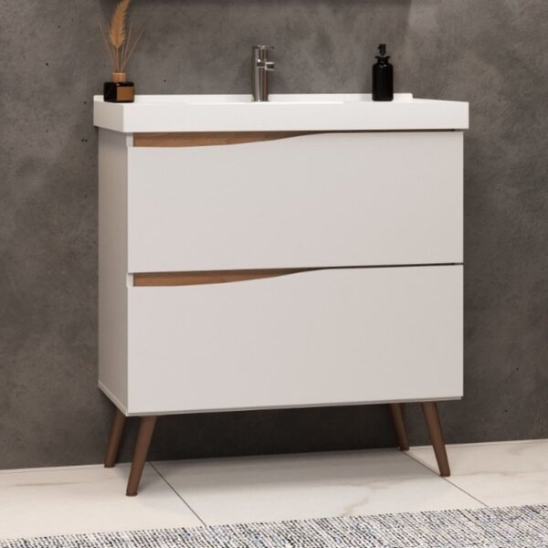 Gabinete Com Pés Para Banheiro Sem Cuba Lille Branco/tauari