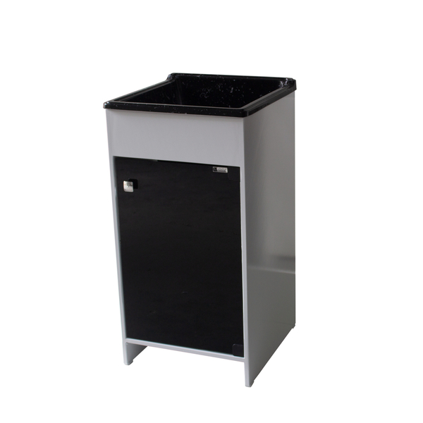 Gabinete Com Tanque 25 Litros Pedra Ardósia Branco/Preto